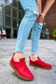 CH157 Retro Erkek Günlük Bağcıklı Krep Taban Cilt Spor Sneaker Ayakkabı CKT - Kırmızı – Chekich Erkek Ayakkabı