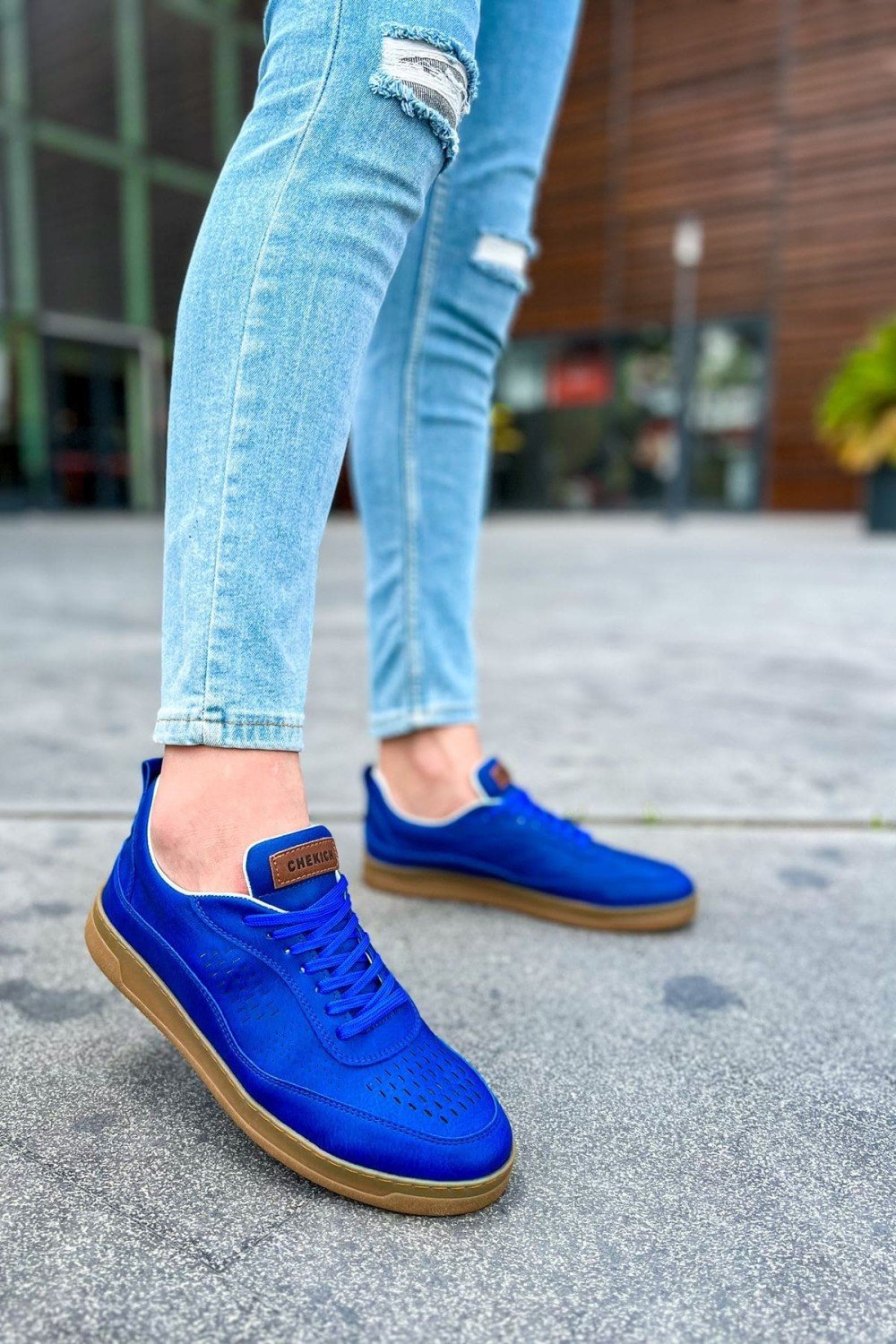 CH157 Retro Erkek Günlük Bağcıklı Krep Taban Cilt Spor Sneaker Ayakkabı CKT - Mavi – Chekich Erkek Ayakkabı