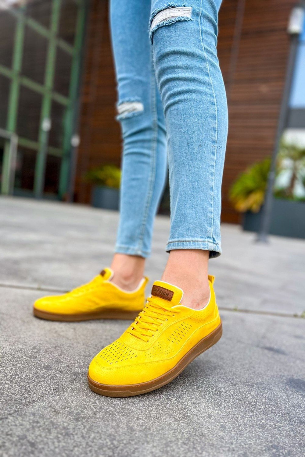 CH157 Retro Erkek Günlük Bağcıklı Krep Taban Cilt Spor Sneaker Ayakkabı CKT - Sarı – Chekich Erkek Ayakkabı