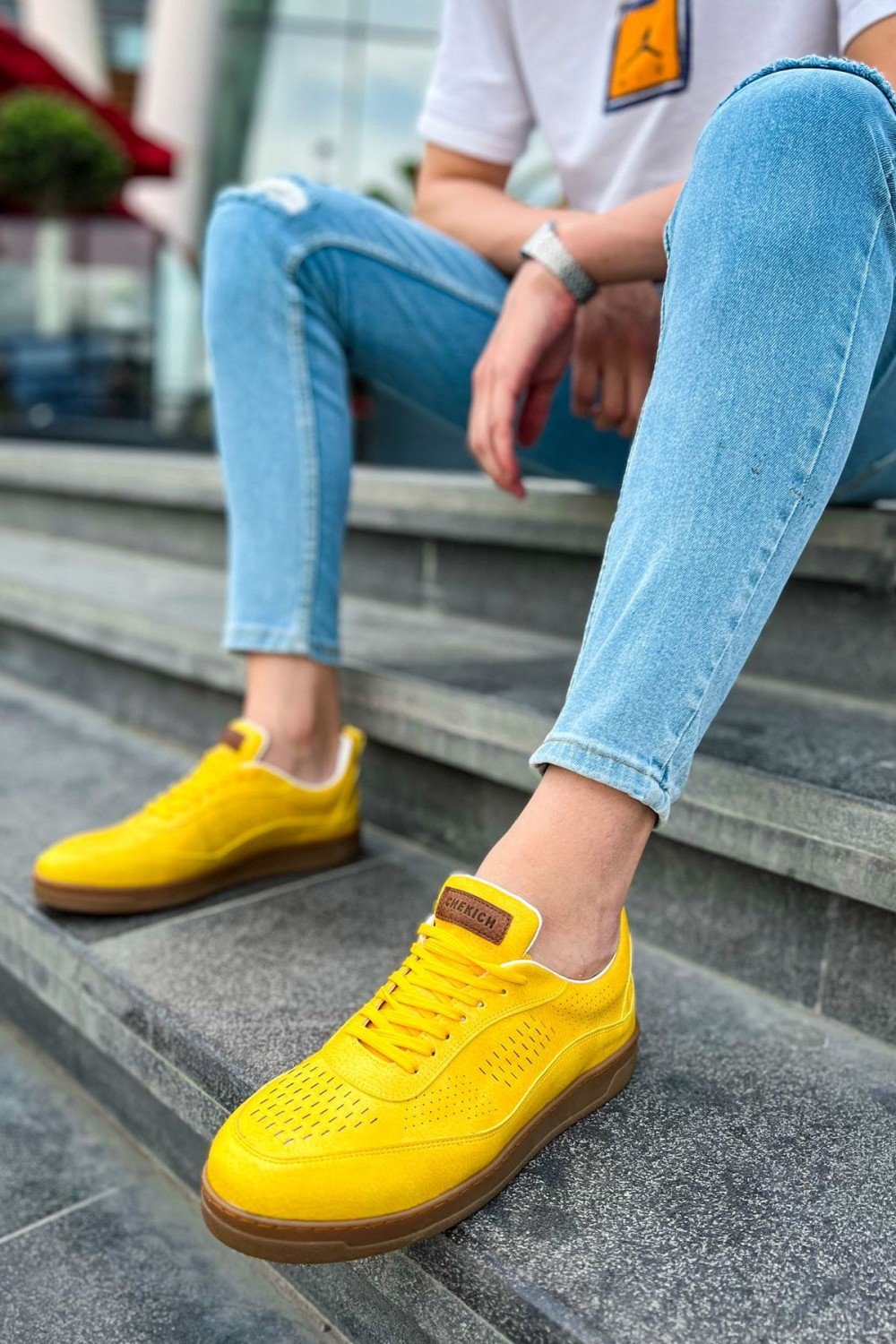 CH157 Retro Erkek Günlük Bağcıklı Krep Taban Cilt Spor Sneaker Ayakkabı CKT - Sarı – Chekich Erkek Ayakkabı