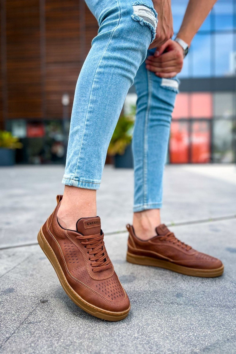 CH157 Retro Erkek Günlük Bağcıklı Krep Taban Cilt Spor Sneaker Ayakkabı CKT - Taba – Chekich Erkek Ayakkabı