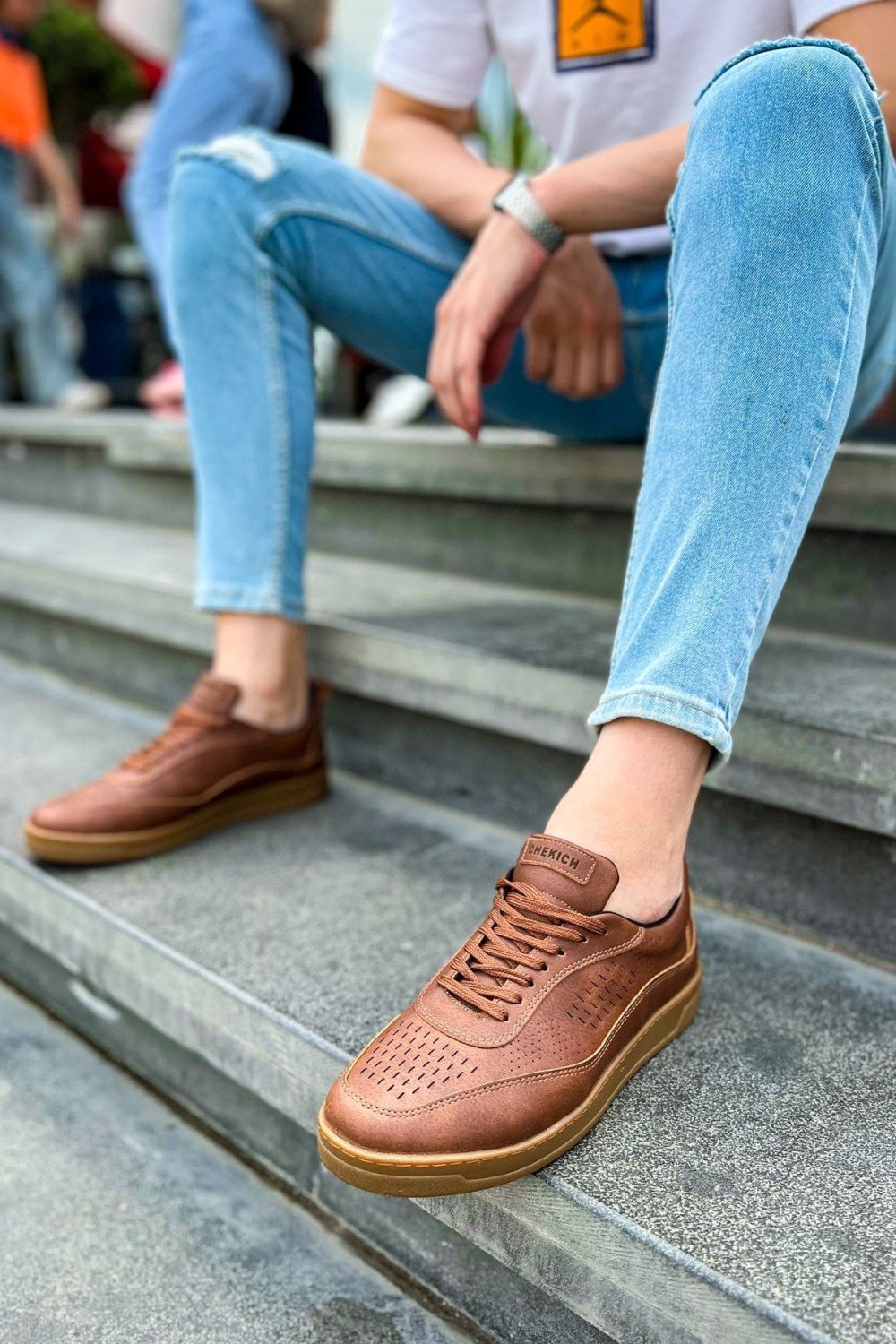 CH157 Retro Erkek Günlük Bağcıklı Krep Taban Cilt Spor Sneaker Ayakkabı CKT - Taba – Chekich Erkek Ayakkabı