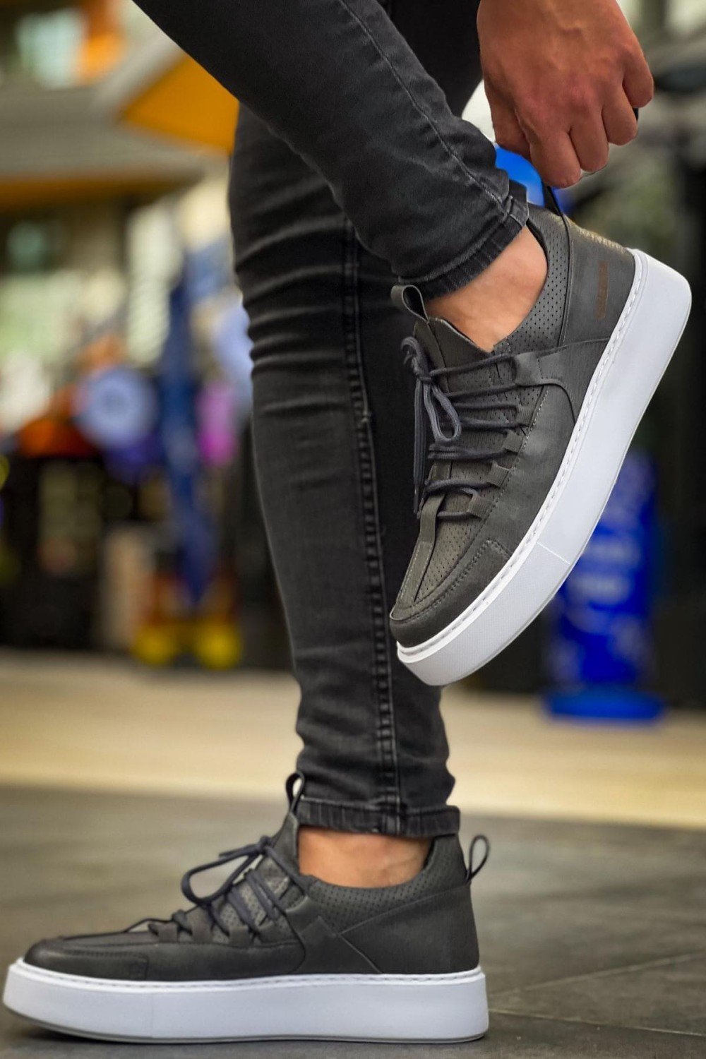 CH159 Saturn Erkek Günlük Bağcıklı Cilt Spor Sneaker Ayakkabı CBT - Antrasit Erkek Ayakkabı CH159 Saturn Erkek Günlük Bağcıklı Cilt Spor Sneaker Ayakkabı CBT - Antrasit – Chekich Erkek Ayakkabı