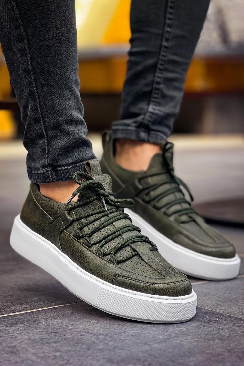 CH159 Saturn Erkek Günlük Bağcıklı Cilt Spor Sneaker Ayakkabı CBT - Haki Erkek Ayakkabı CH159 Saturn Erkek Günlük Bağcıklı Cilt Spor Sneaker Ayakkabı CBT - Haki – Chekich Erkek Ayakkabı