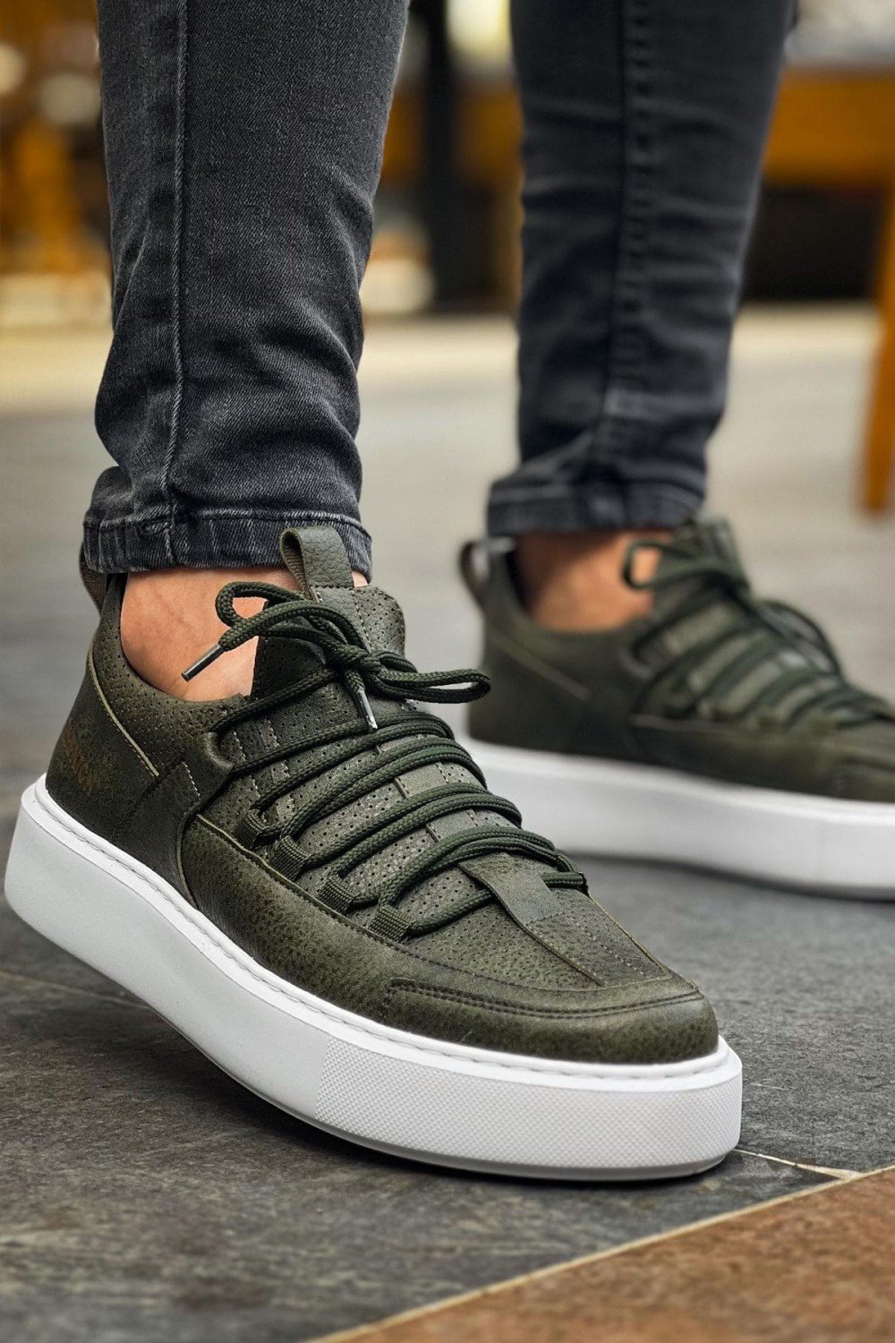 CH159 Saturn Erkek Günlük Bağcıklı Cilt Spor Sneaker Ayakkabı CBT - Haki Erkek Ayakkabı CH159 Saturn Erkek Günlük Bağcıklı Cilt Spor Sneaker Ayakkabı CBT - Haki – Chekich Erkek Ayakkabı
