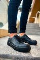 CH163 Optimum Erkek Günlük Bağcıklı Cilt Spor Sneaker Ayakkabı CST - Siyah
