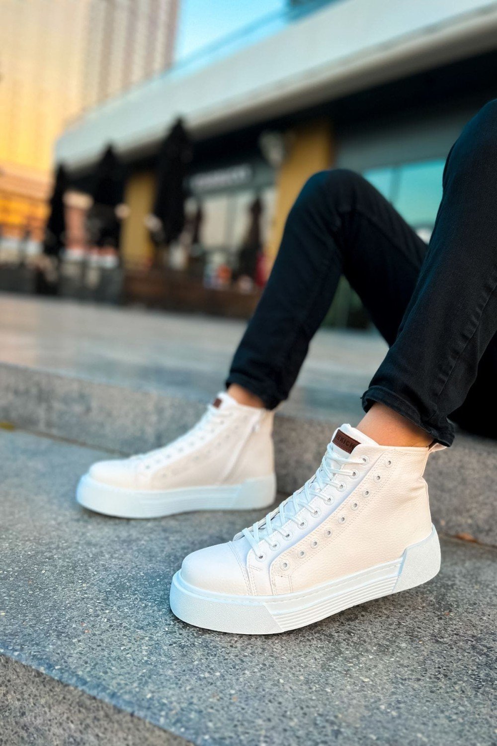 CH167 Blazer Erkek Spor Günlük Bağcıklı ve Fermuarlı Cilt Bot CBT - Beyaz – Chekich Erkek Ayakkabı