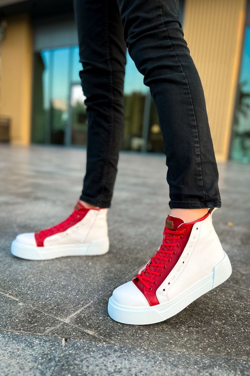 CH167 Blazer Erkek Spor Günlük Bağcıklı ve Fermuarlı Cilt Bot CBT - Beyaz/Kırmızı Erkek Ayakkabı CH167 Blazer Erkek Spor Günlük Bağcıklı ve Fermuarlı Cilt Bot CBT - Beyaz/Kırmızı – Chekich Erkek Ayakkabı