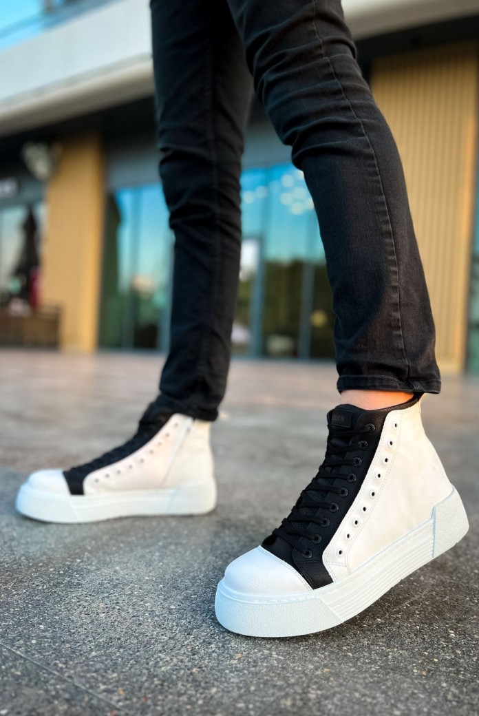 CH167 Blazer Erkek Spor Günlük Bağcıklı ve Fermuarlı Cilt Bot CBT - Beyaz/Siyah CH167 Blazer Erkek Spor Günlük Bağcıklı ve Fermuarlı Cilt Bot CBT - Beyaz/Siyah