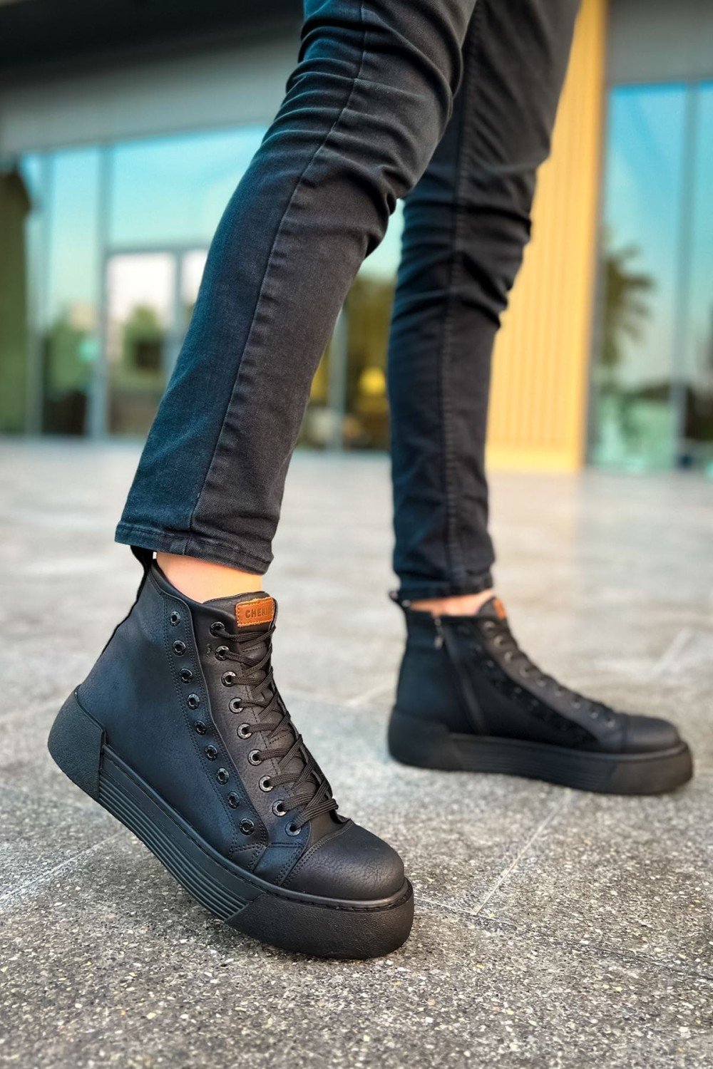 CH167 Blazer Erkek Spor Günlük Bağcıklı ve Fermuarlı Cilt Bot CST - Siyah – Chekich Erkek Ayakkabı