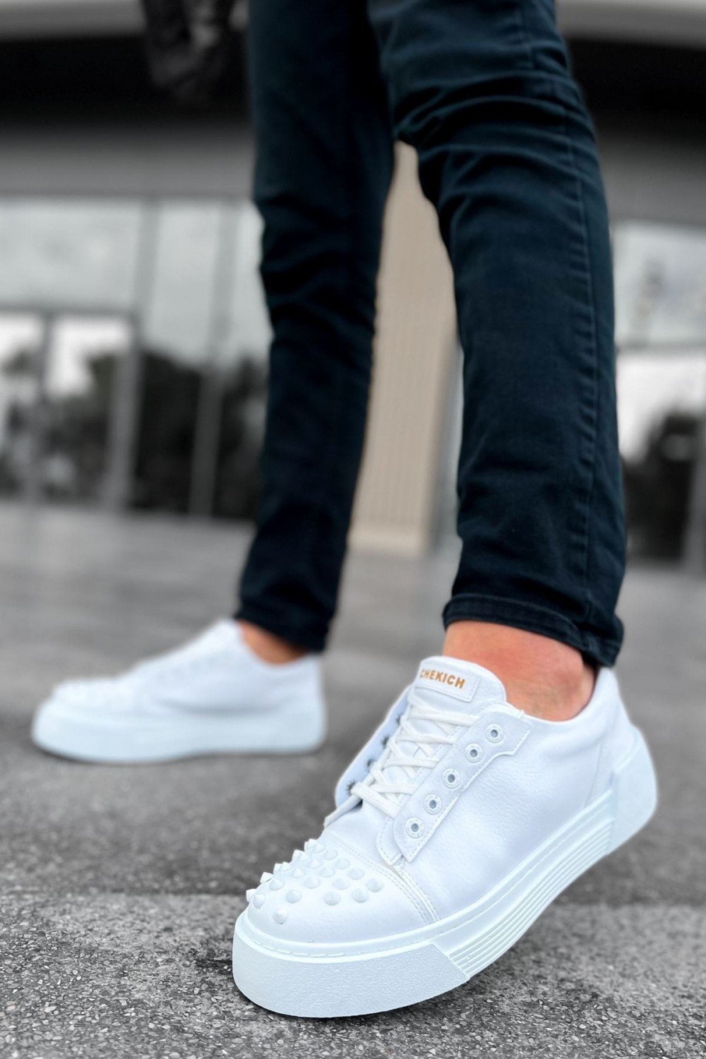 CH169 Thorn Erkek Günlük Bağcıklı Cilt Spor Sneaker Ayakkabı CBT - Beyaz Erkek Ayakkabı CH169 Thorn Erkek Günlük Bağcıklı Cilt Spor Sneaker Ayakkabı CBT - Beyaz – Chekich Erkek Ayakkabı
