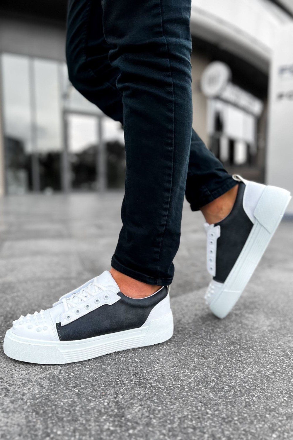 CH169 Thorn Erkek Günlük Bağcıklı Cilt Spor Sneaker Ayakkabı CBT - Beyaz/Antrasit Erkek Ayakkabı CH169 Thorn Erkek Günlük Bağcıklı Cilt Spor Sneaker Ayakkabı CBT - Beyaz/Antrasit – Chekich Erkek Ayakkabı