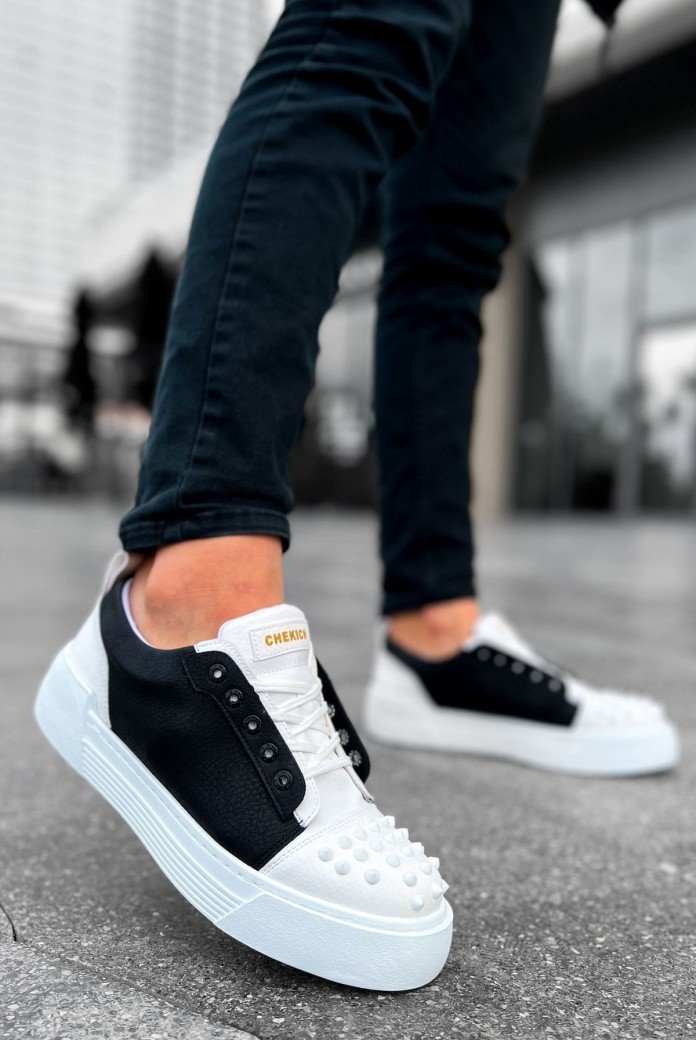 CH169 Thorn Erkek Günlük Bağcıklı Cilt Spor Sneaker Ayakkabı CBT - Beyaz/Siyah CH169 Thorn Erkek Günlük Bağcıklı Cilt Spor Sneaker Ayakkabı CBT - Beyaz/Siyah