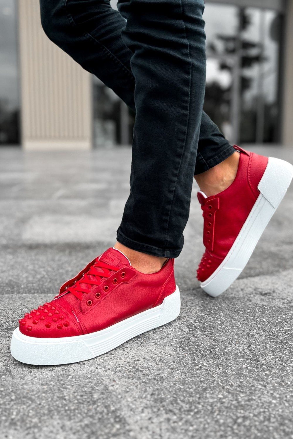 CH169 Thorn Erkek Günlük Bağcıklı Cilt Spor Sneaker Ayakkabı CBT - Kırmızı Erkek Ayakkabı CH169 Thorn Erkek Günlük Bağcıklı Cilt Spor Sneaker Ayakkabı CBT - Kırmızı – Chekich Erkek Ayakkabı