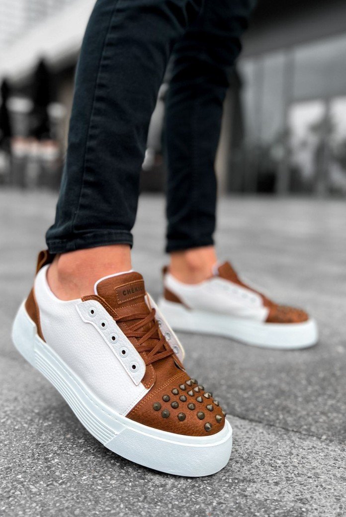 CH169 Thorn Erkek Günlük Bağcıklı Cilt Spor Sneaker Ayakkabı CBT - Taba/Beyaz CH169 Thorn Erkek Günlük Bağcıklı Cilt Spor Sneaker Ayakkabı CBT - Taba/Beyaz
