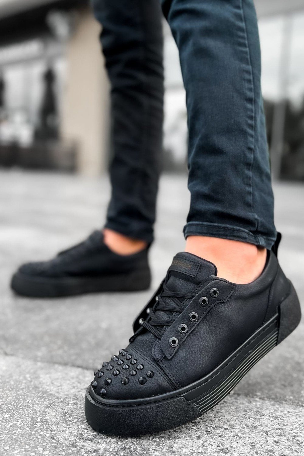 CH169 Thorn Erkek Günlük Bağcıklı Cilt Spor Sneaker Ayakkabı CST - Siyah – Chekich Erkek Ayakkabı