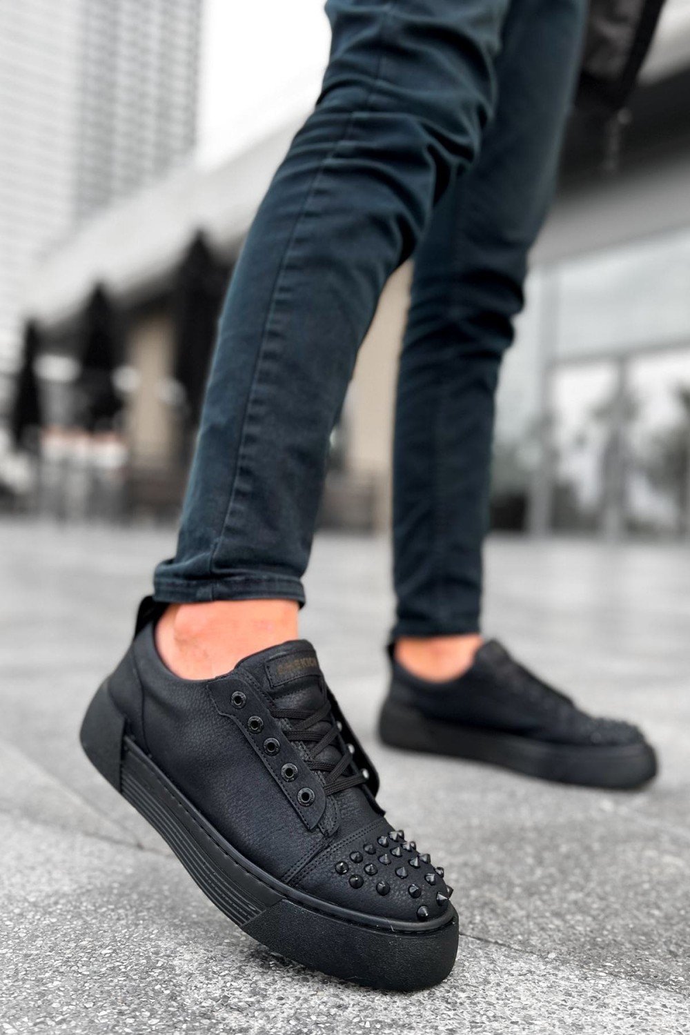 CH169 Thorn Erkek Günlük Bağcıklı Cilt Spor Sneaker Ayakkabı CST - Siyah – Chekich Erkek Ayakkabı