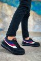 CH171 Ariaso Erkek Günlük Bağcıklı Cilt Spor Sneaker Ayakkabı CST - Siyah