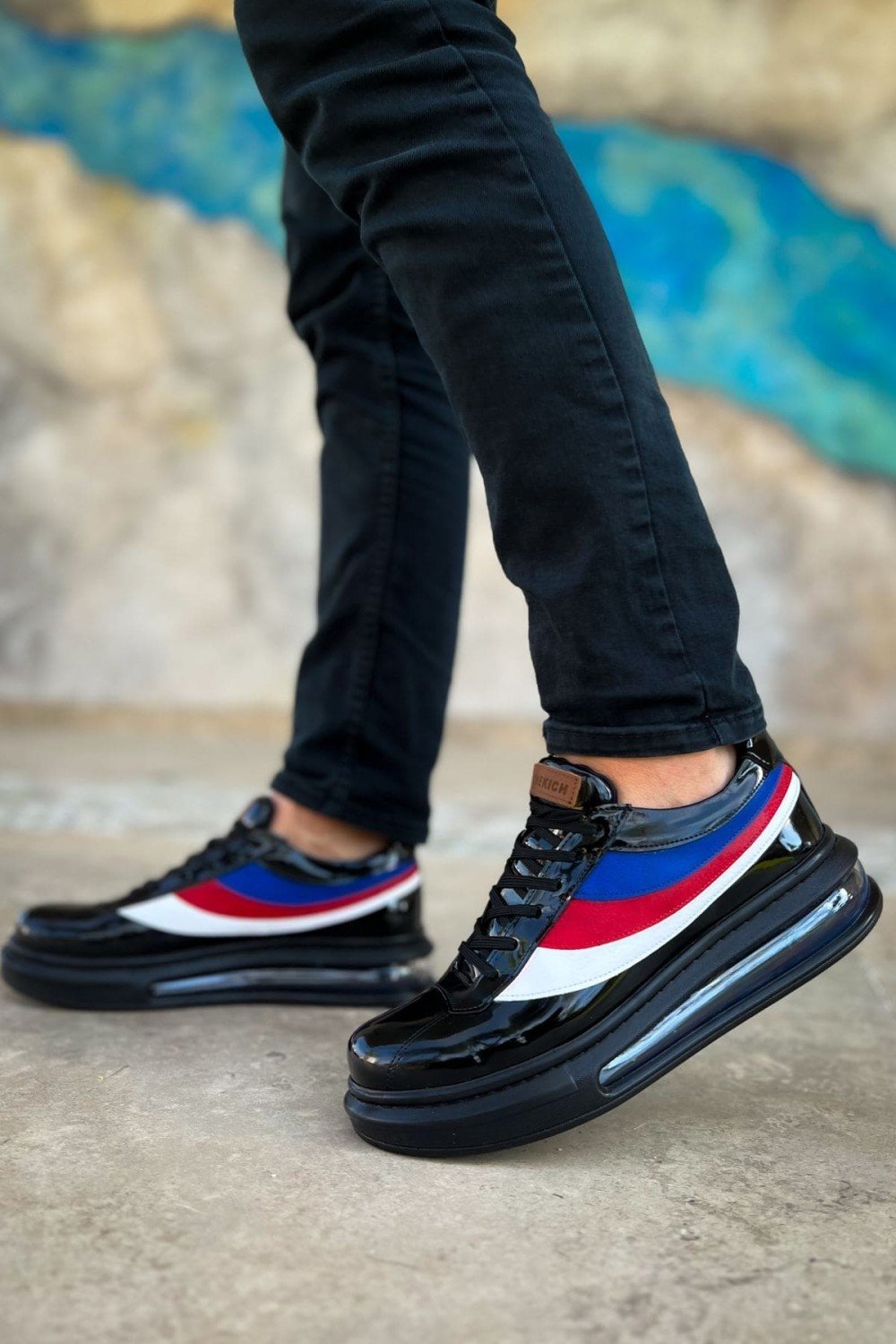 CH171 Ariaso Erkek Günlük Bağcıklı Rugan Spor Sneaker Ayakkabı RST - Siyah – Chekich Erkek Ayakkabı