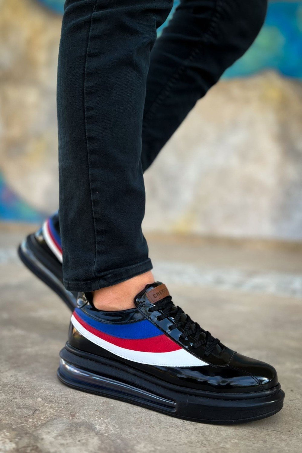 CH171 Ariaso Erkek Günlük Bağcıklı Rugan Spor Sneaker Ayakkabı RST - Siyah – Chekich Erkek Ayakkabı