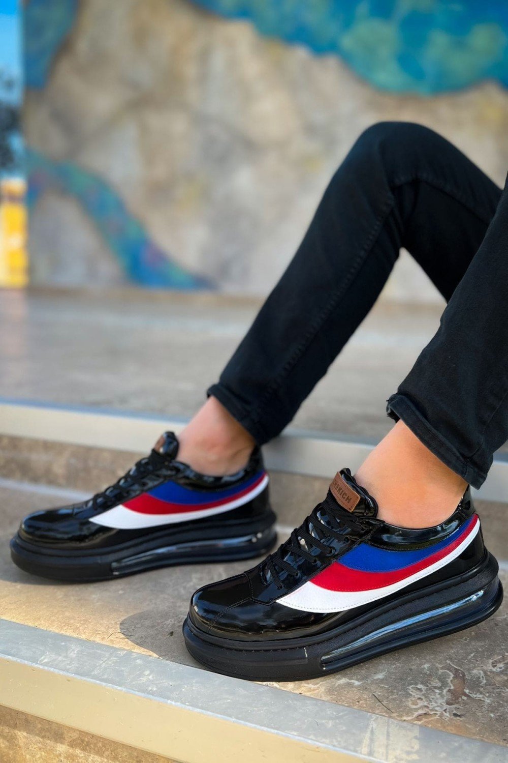 CH171 Ariaso Erkek Günlük Bağcıklı Rugan Spor Sneaker Ayakkabı RST - Siyah – Chekich Erkek Ayakkabı