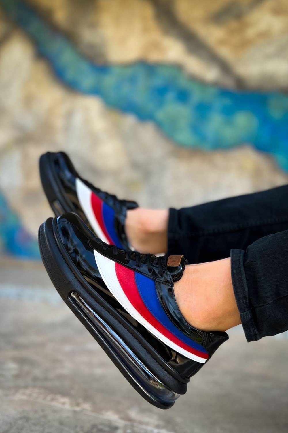 CH171 Ariaso Erkek Günlük Bağcıklı Rugan Spor Sneaker Ayakkabı RST - Siyah – Chekich Erkek Ayakkabı