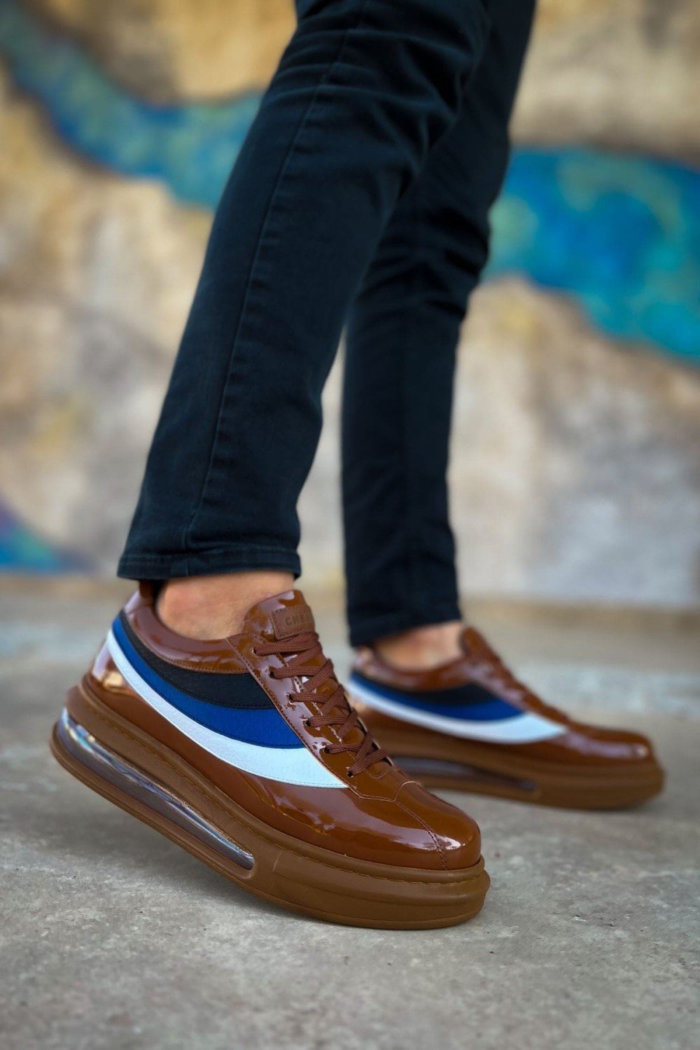 CH171 Ariaso Erkek Günlük Bağcıklı Rugan Spor Sneaker Ayakkabı RTT - Taba – Chekich Erkek Ayakkabı