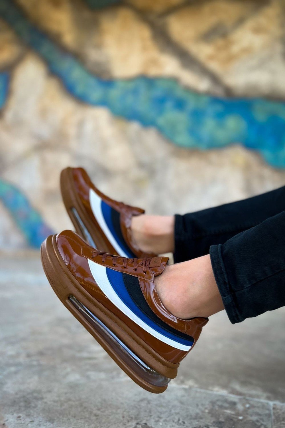CH171 Ariaso Erkek Günlük Bağcıklı Rugan Spor Sneaker Ayakkabı RTT - Taba – Chekich Erkek Ayakkabı