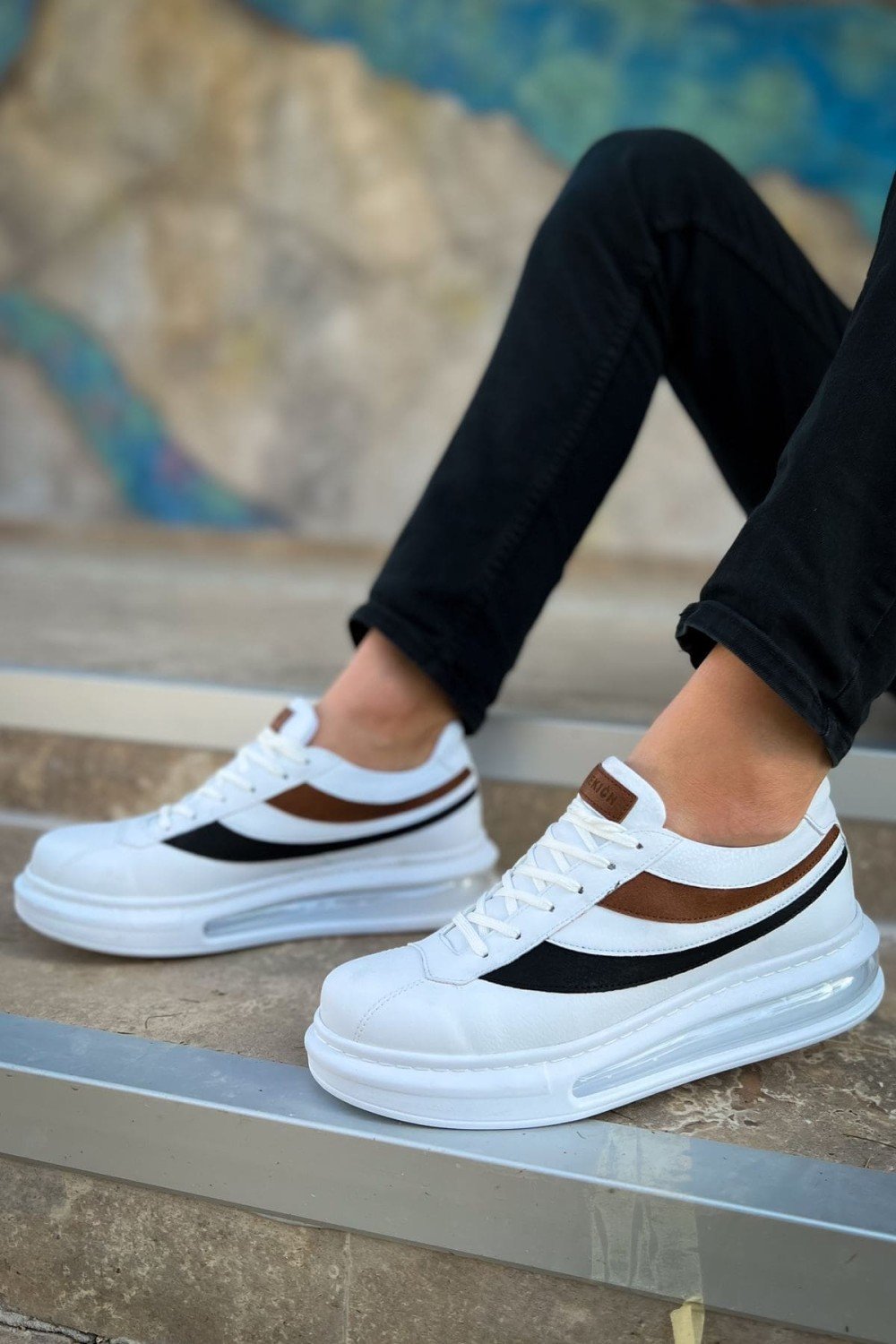 CH172 Ariasa Erkek Günlük Bağcıklı Cilt Spor Sneaker Ayakkabı CBT - Beyaz – Chekich Erkek Ayakkabı