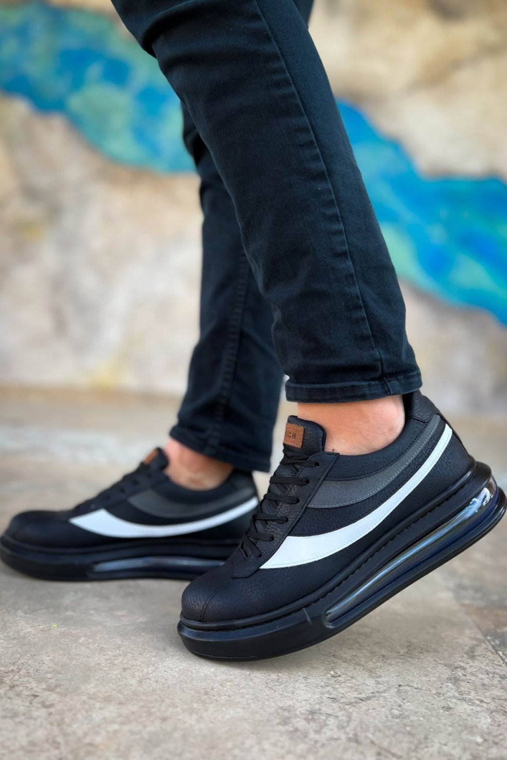 CH172 Ariasa Erkek Günlük Bağcıklı Cilt Spor Sneaker Ayakkabı CST - Siyah – Chekich Erkek Ayakkabı