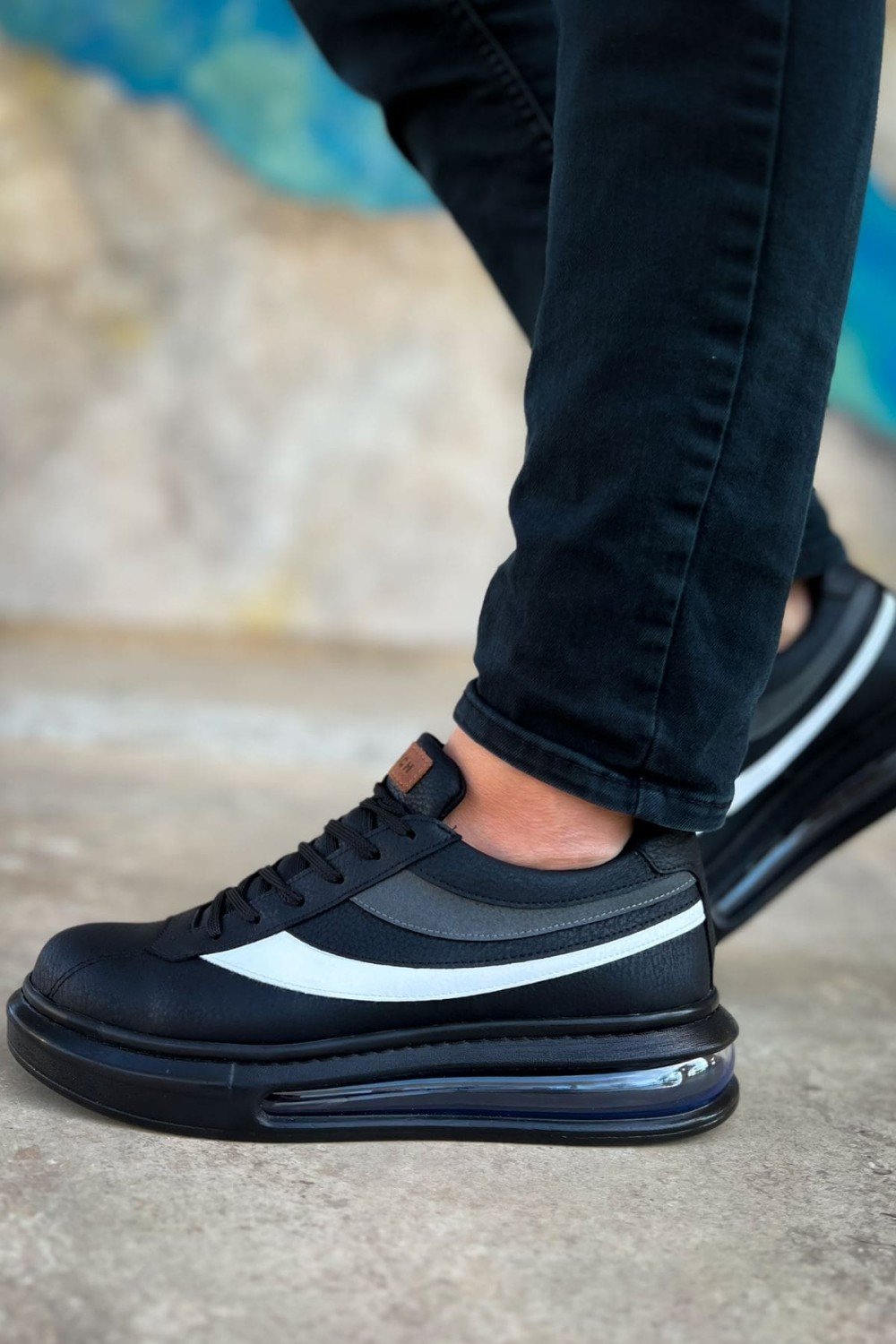CH172 Ariasa Erkek Günlük Bağcıklı Cilt Spor Sneaker Ayakkabı CST - Siyah – Chekich Erkek Ayakkabı
