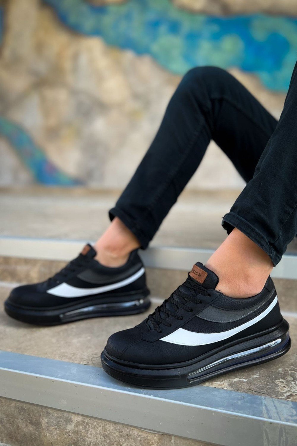 CH172 Ariasa Erkek Günlük Bağcıklı Cilt Spor Sneaker Ayakkabı CST - Siyah – Chekich Erkek Ayakkabı