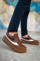 CH172 Ariasa Erkek Günlük Bağcıklı Cilt Spor Sneaker Ayakkabı CTT - Taba