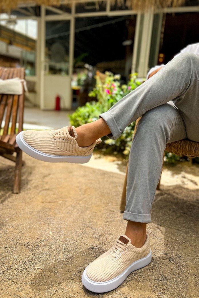 CH173 Velluto Erkek Günlük Bağcıklı Kadife Kumaş Spor Sneaker Ayakkabı KKBT - Bej CH173 Velluto Erkek Günlük Bağcıklı Kadife Kumaş Spor Sneaker Ayakkabı KKBT - Bej