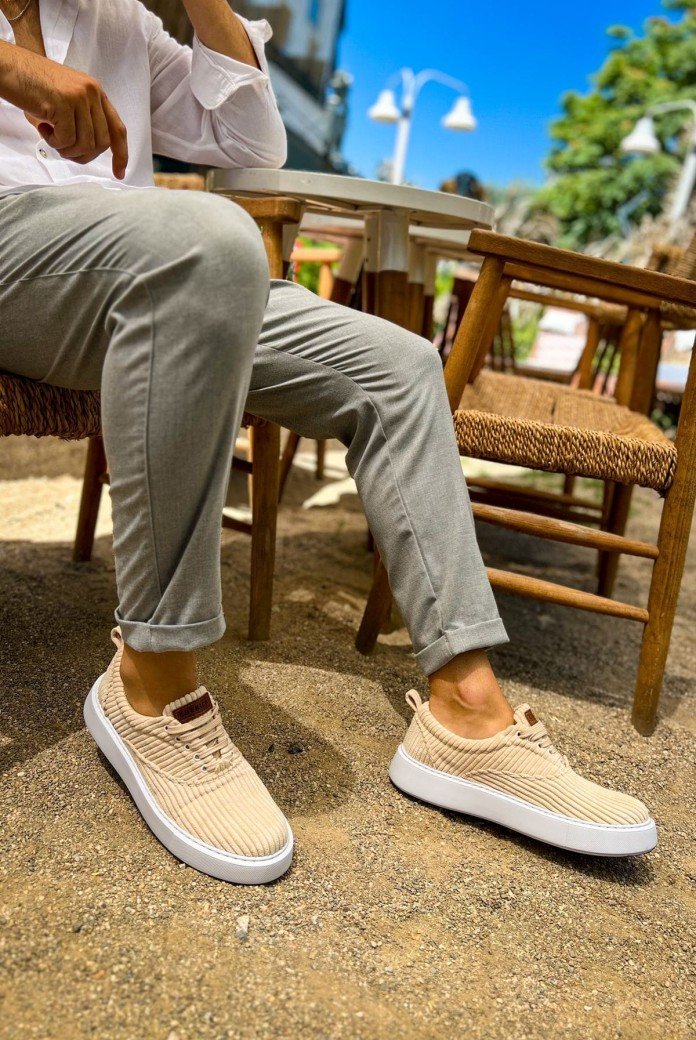 CH173 Velluto Erkek Günlük Bağcıklı Kadife Kumaş Spor Sneaker Ayakkabı KKBT - Bej CH173 Velluto Erkek Günlük Bağcıklı Kadife Kumaş Spor Sneaker Ayakkabı KKBT - Bej
