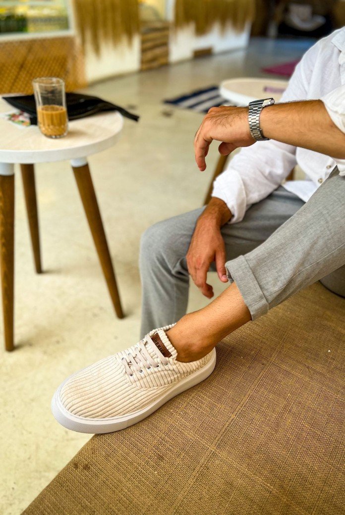 CH173 Velluto Erkek Günlük Bağcıklı Kadife Kumaş Spor Sneaker Ayakkabı KKBT - Beyaz CH173 Velluto Erkek Günlük Bağcıklı Kadife Kumaş Spor Sneaker Ayakkabı KKBT - Beyaz