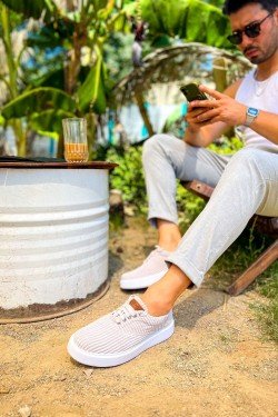 CH173 Velluto Erkek Günlük Bağcıklı Kadife Kumaş Spor Sneaker Ayakkabı KKBT - Gri