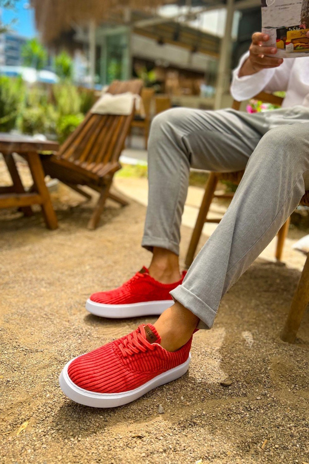 CH173 Velluto Erkek Günlük Bağcıklı Kadife Kumaş Spor Sneaker Ayakkabı KKBT - Kırmızı Erkek Ayakkabı CH173 Velluto Erkek Günlük Bağcıklı Kadife Kumaş Spor Sneaker Ayakkabı KKBT - Kırmızı – Chekich Erkek Ayakkabı