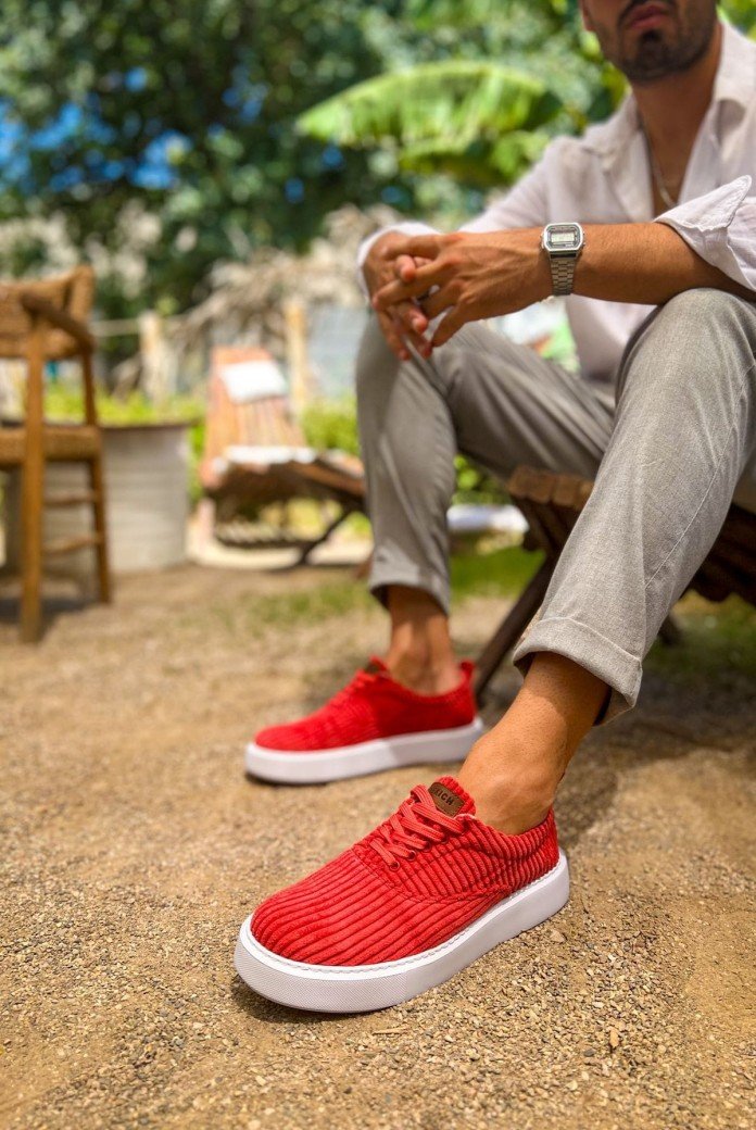 CH173 Velluto Erkek Günlük Bağcıklı Kadife Kumaş Spor Sneaker Ayakkabı KKBT - Kırmızı CH173 Velluto Erkek Günlük Bağcıklı Kadife Kumaş Spor Sneaker Ayakkabı KKBT - Kırmızı