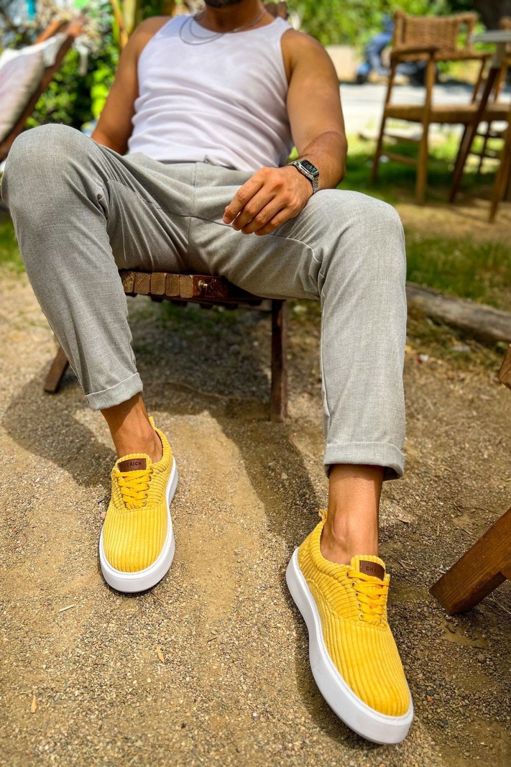 CH173 Velluto Erkek Günlük Bağcıklı Kadife Kumaş Spor Sneaker Ayakkabı KKBT - Sarı Erkek Ayakkabı CH173 Velluto Erkek Günlük Bağcıklı Kadife Kumaş Spor Sneaker Ayakkabı KKBT - Sarı – Chekich Erkek Ayakkabı