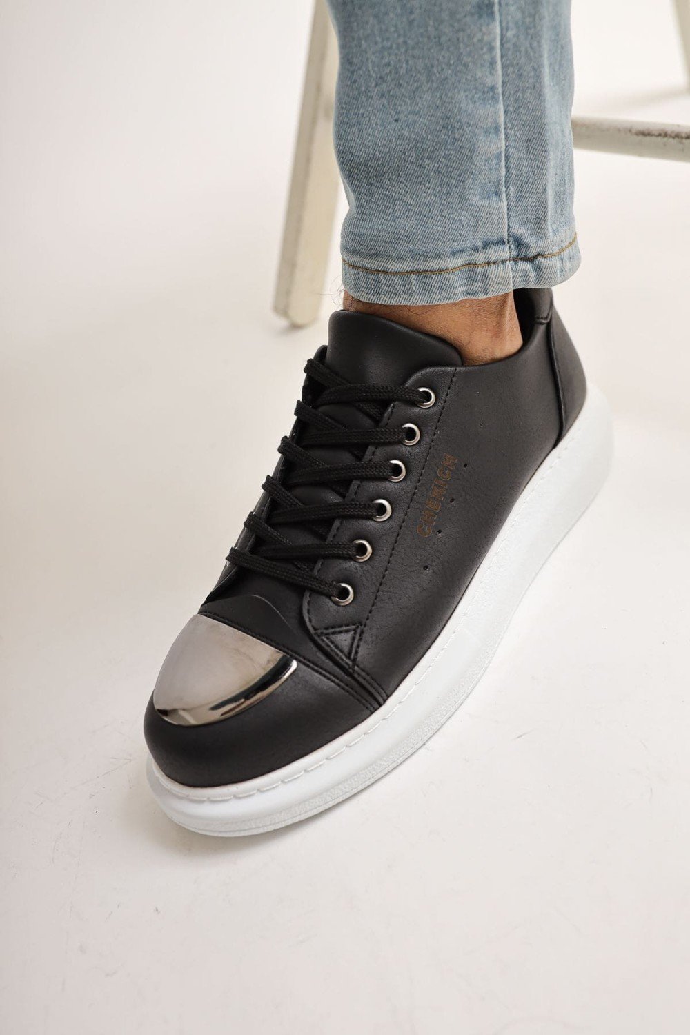 CH175 Mirror Erkek Günlük Bağcıklı Cilt Spor Sneaker Ayakkabı CBT - Siyah – Chekich Erkek Ayakkabı