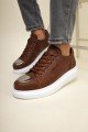 CH175 Mirror Erkek Günlük Bağcıklı Cilt Spor Sneaker Ayakkabı CBT - Taba