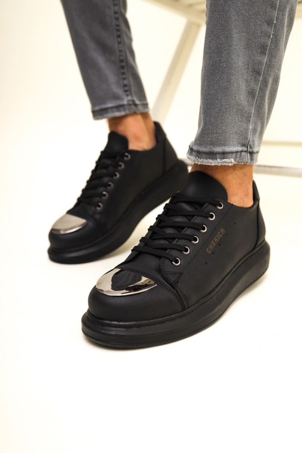 CH175 Mirror Erkek Günlük Bağcıklı Cilt Spor Sneaker Ayakkabı CST - Siyah – Chekich Erkek Ayakkabı