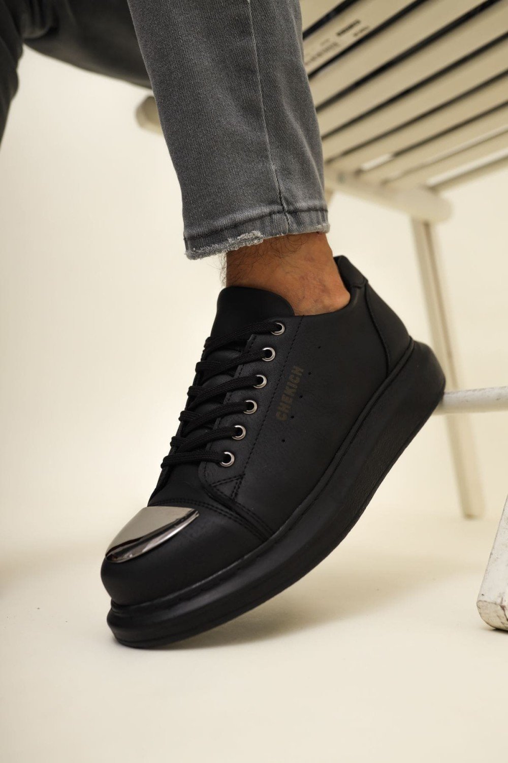 CH175 Mirror Erkek Günlük Bağcıklı Cilt Spor Sneaker Ayakkabı CST - Siyah – Chekich Erkek Ayakkabı