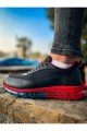 CH181 İpekyol Erkek Günlük Bağcıklı Cilt Triko Spor Sneaker Ayakkabı CTRT - Siyah/Kırmızı – Chekich Erkek Ayakkabı