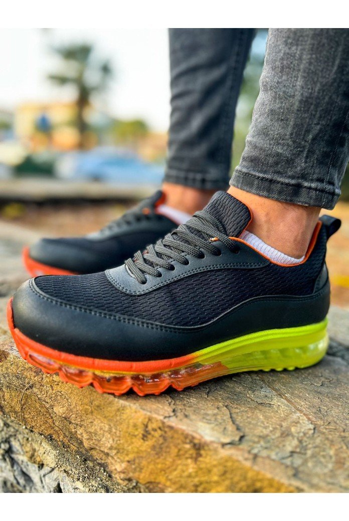 CH181 İpekyol Erkek Günlük Bağcıklı Cilt Triko Spor Sneaker Ayakkabı CTRT - Siyah/Turuncu CH181 İpekyol Erkek Günlük Bağcıklı Cilt Triko Spor Sneaker Ayakkabı CTRT - Siyah/Turuncu