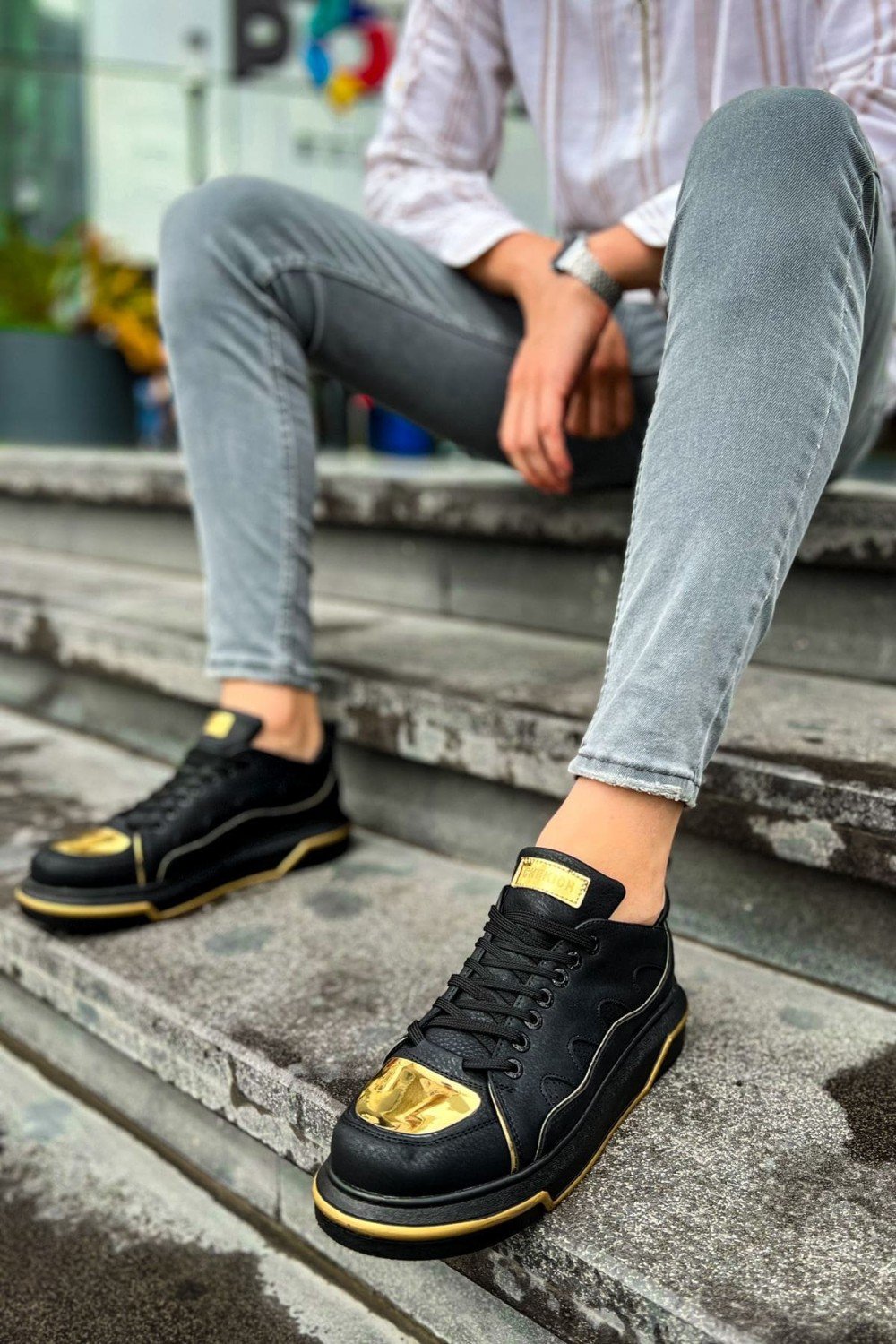 CH183 Jet Setter Mirror Erkek Günlük Bağcıklı Cilt Spor Sneaker Ayakkabı CST - Siyah/Gold Erkek Ayakkabı CH183 Jet Setter Mirror Erkek Günlük Bağcıklı Cilt Spor Sneaker Ayakkabı CST - Siyah/Gold – Chekich Erkek Ayakkabı