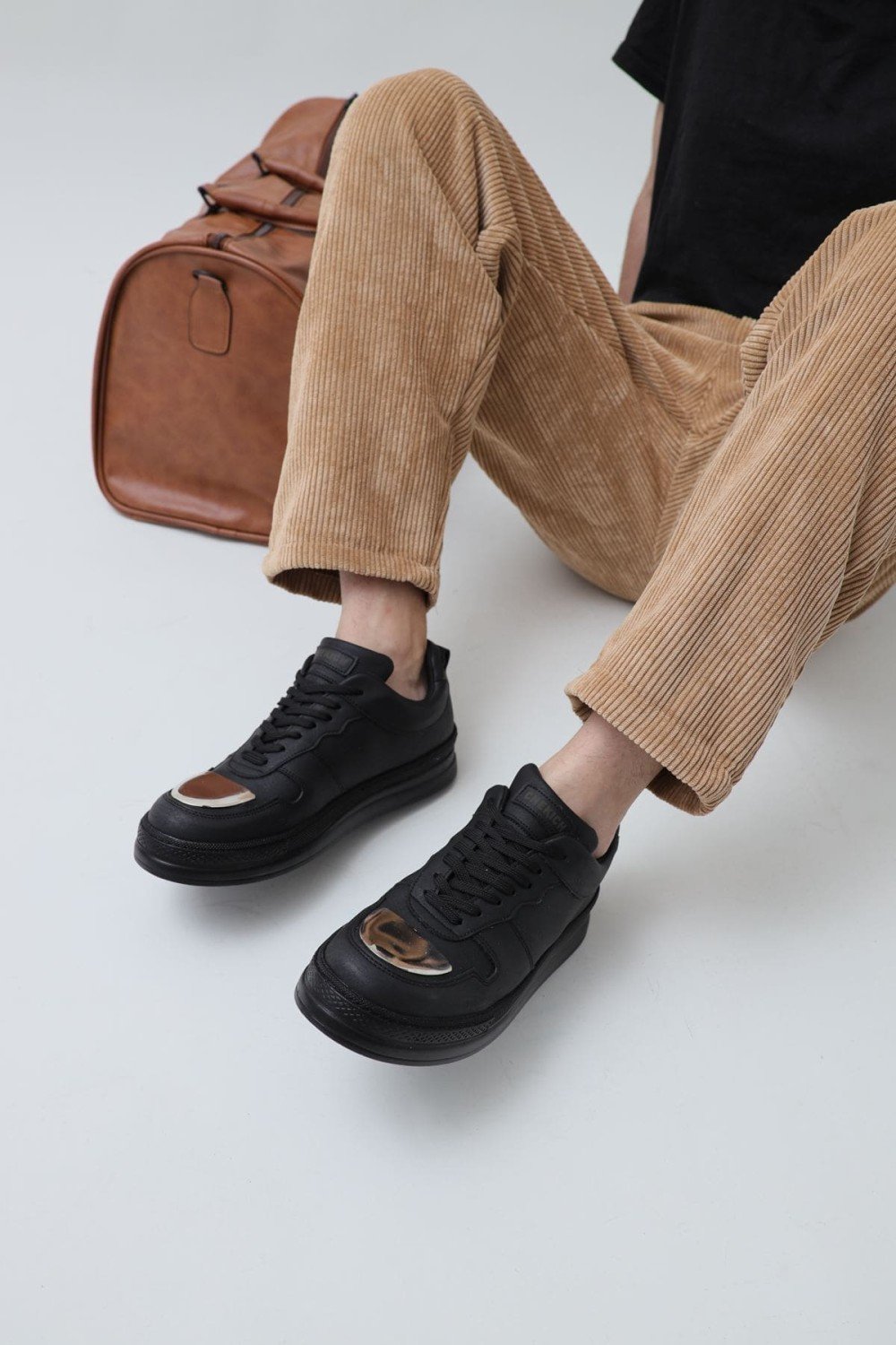 CH185 Force Mirror Erkek Günlük Bağcıklı Cilt Spor Sneaker Ayakkabı CST - Siyah – Chekich Erkek Ayakkabı