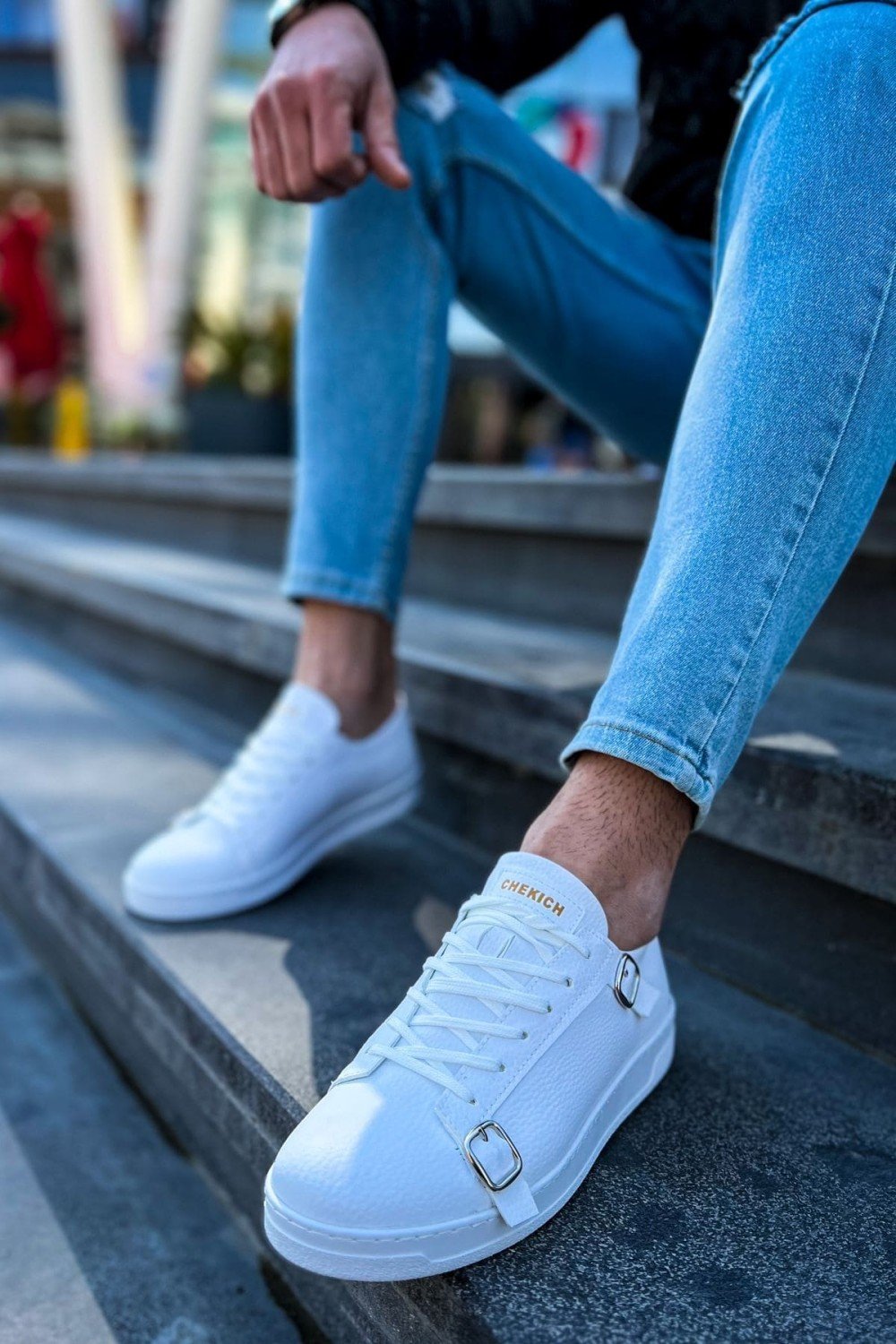 CH191 Side Buckle Erkek Günlük Bağcıklı Cilt Spor Sneaker Ayakkabı CBT - Beyaz Erkek Ayakkabı CH191 Side Buckle Erkek Günlük Bağcıklı Cilt Spor Sneaker Ayakkabı CBT - Beyaz – Chekich Erkek Ayakkabı