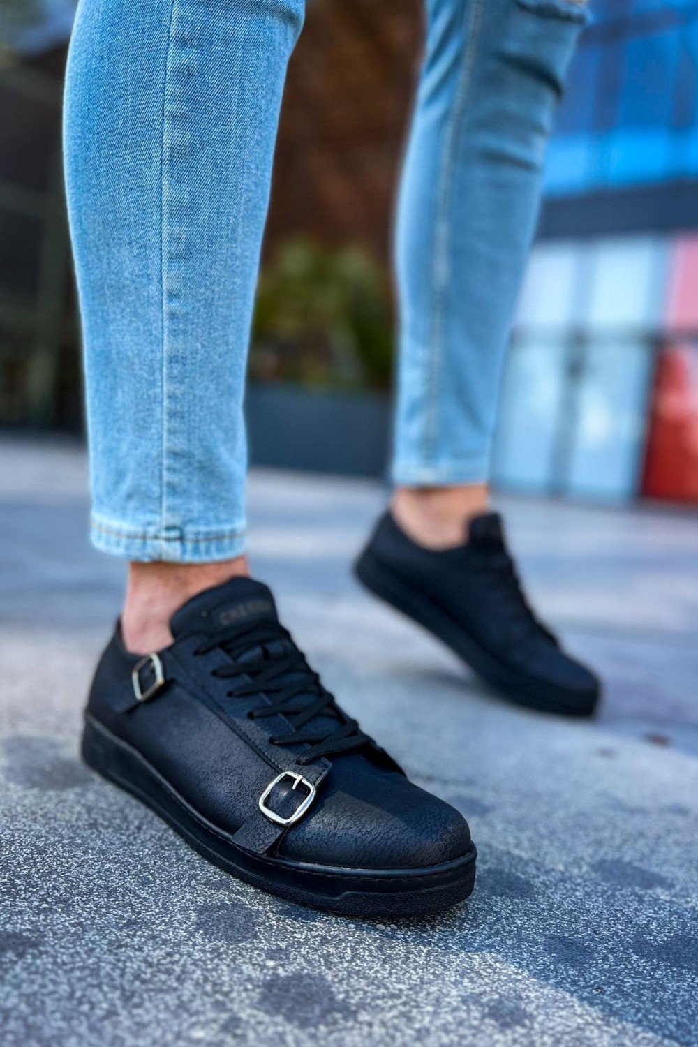 CH191 Side Buckle Erkek Günlük Bağcıklı Cilt Spor Sneaker Ayakkabı CST - Siyah Erkek Ayakkabı CH191 Side Buckle Erkek Günlük Bağcıklı Cilt Spor Sneaker Ayakkabı CST - Siyah – Chekich Erkek Ayakkabı